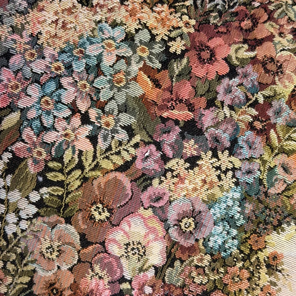 Vintage‎ Floral Woven Tapestry Throw Pillow Square 15in Multicolor Cottagecore